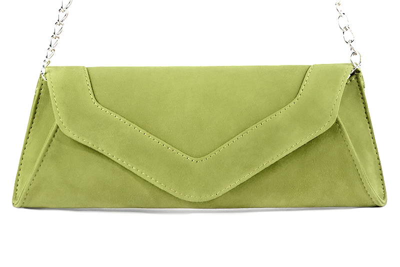 Pistachio green women's dress clutch, for weddings, ceremonies, cocktails and parties. Profile view - Florence KOOIJMAN